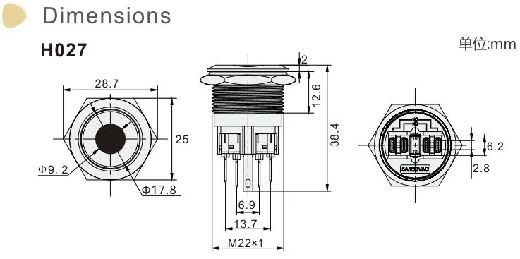 Siron Metal Panel Mount Indicators IP67 22mm Indicator Lamp