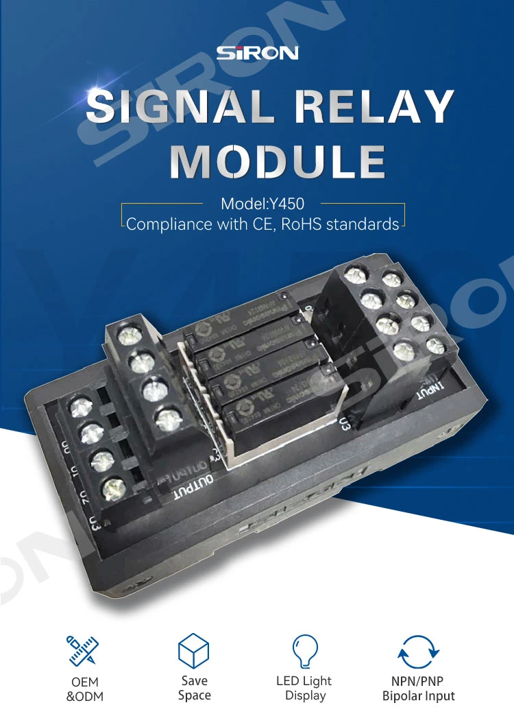 Siron Y450 High-Quality 4-Bit Wide-Bottom Signal Relay Module for PLC