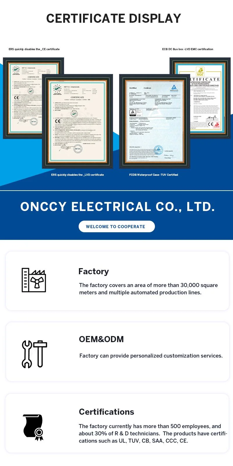 Onccy Indoor/Outdoor Electric 2p 4p DC Load Break Isolating Switch 315A 800A PV Isolating Switch