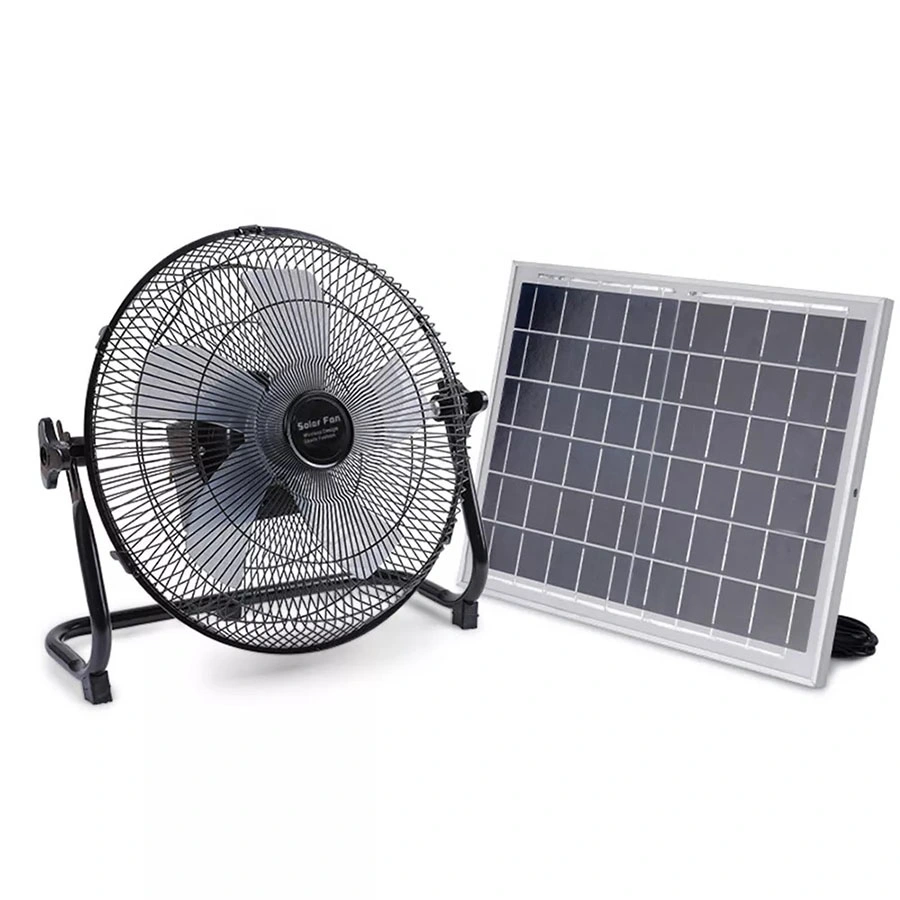 Mini Rechargeable Fan with Solar Panel Ventilating Industrial Electric Fan Camping LED Emergency Solar