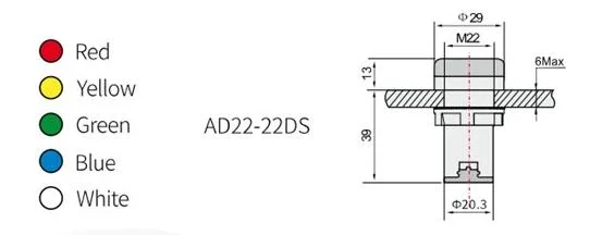 OEM Available 22mm AC/DC 12V 24V 110V 220V 230V 240V 380V Screw Terminal Panel Mount LED Indicators